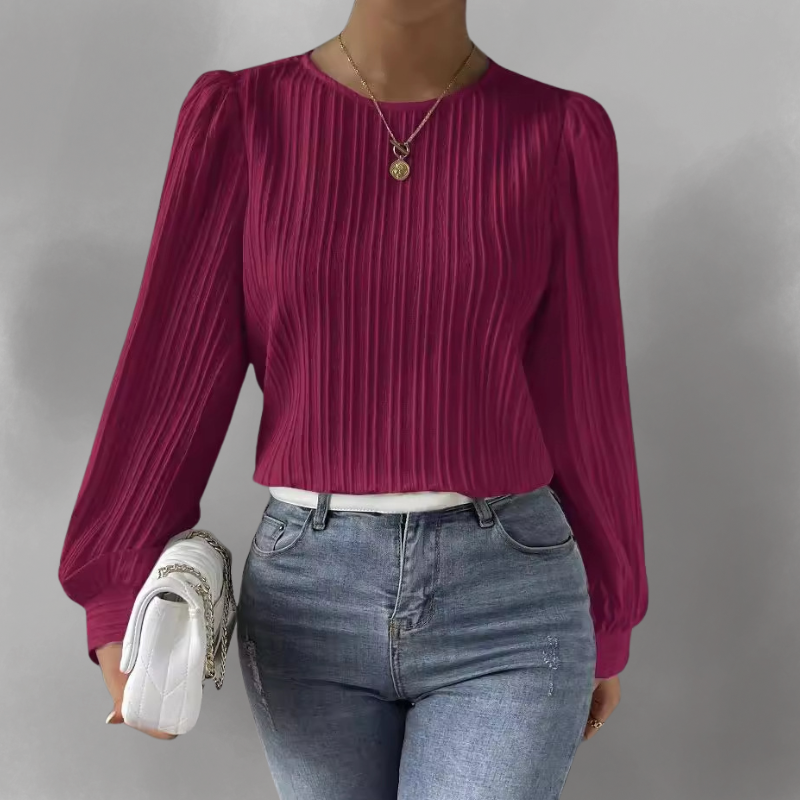 Carla™ – Pleated Long-sleeve Blouse