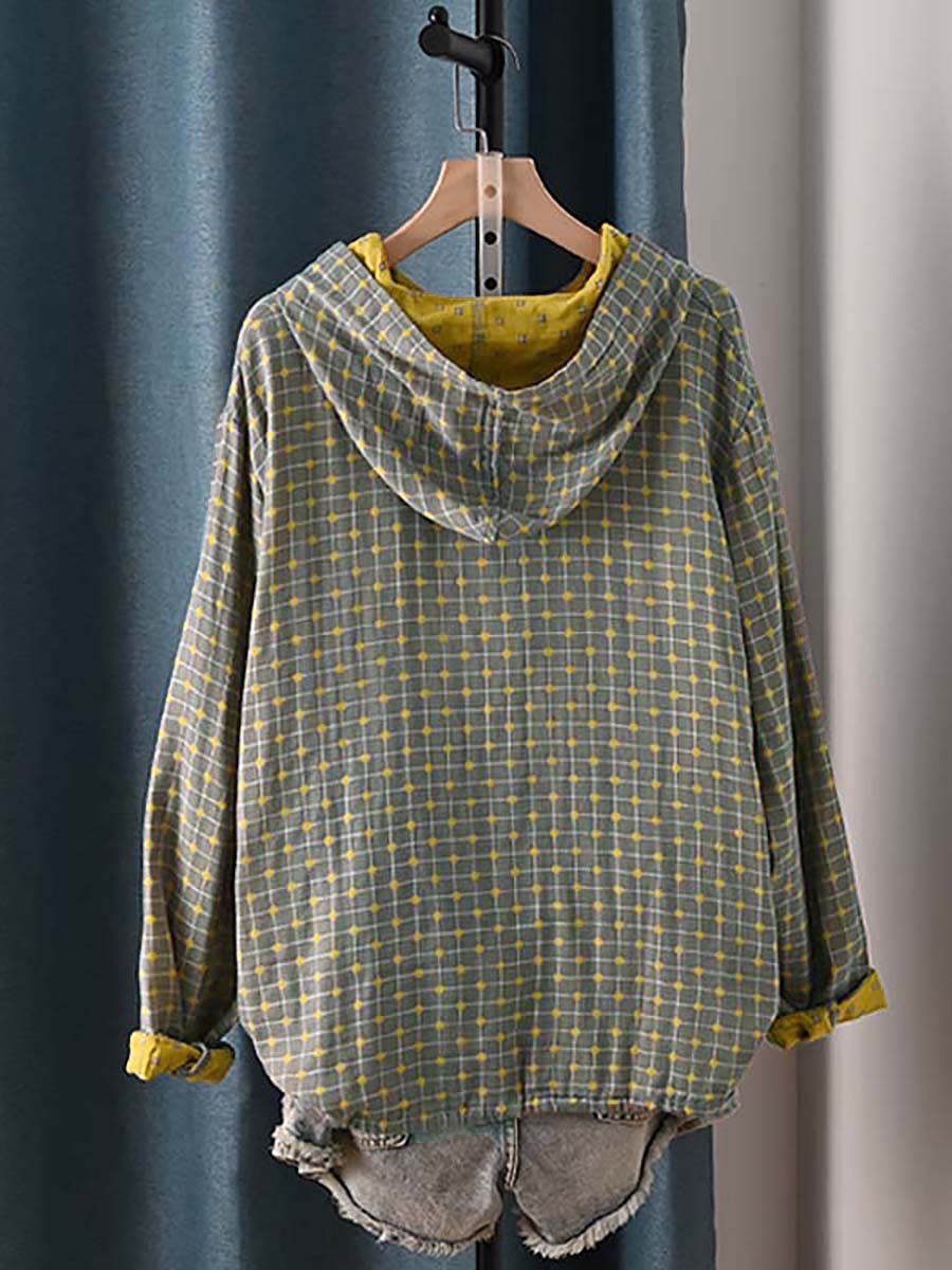 Briana™ - Vintage Plaid Hooded Shirt