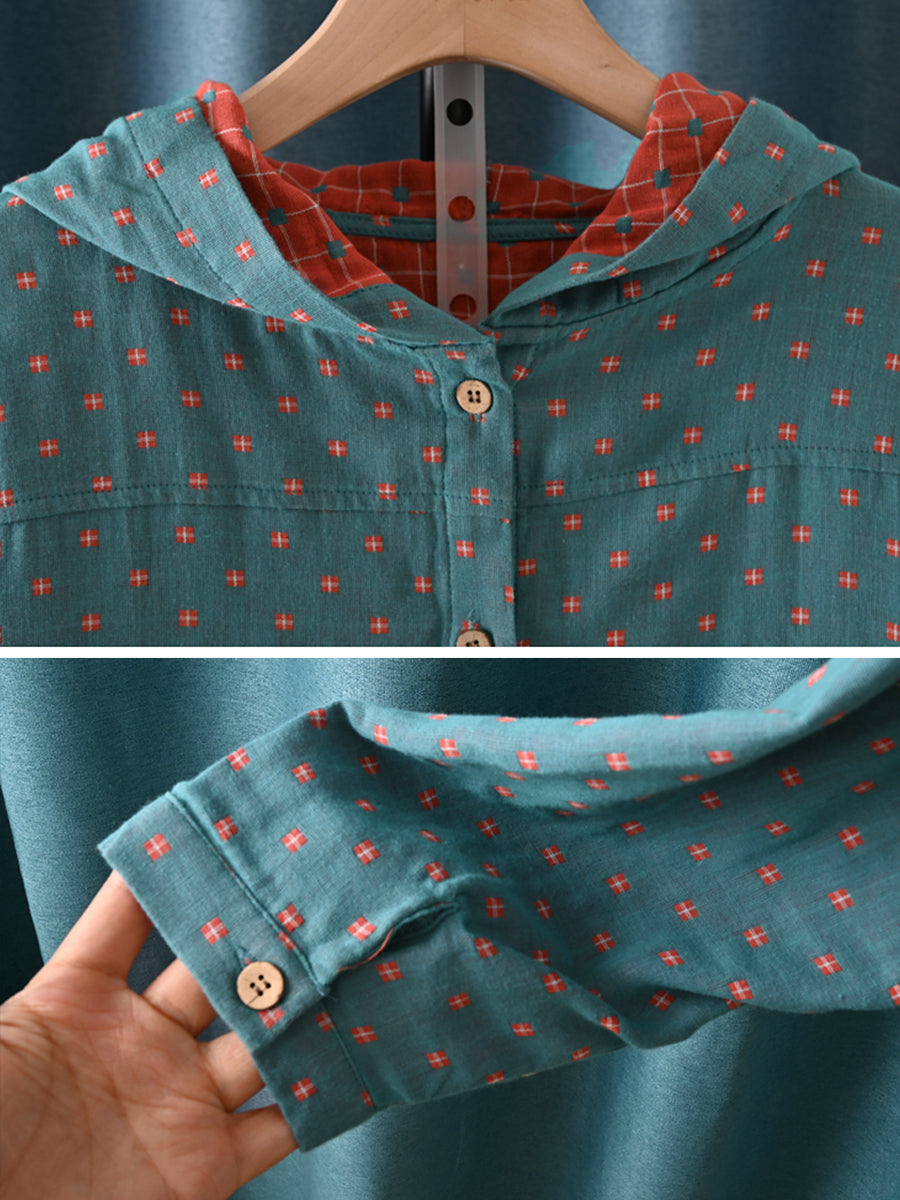 Briana™ - Vintage Plaid Hooded Shirt