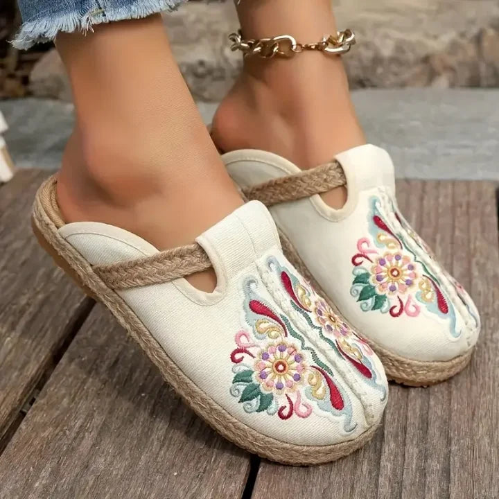 Kathy™ – Cotton Sandals with Floral Print