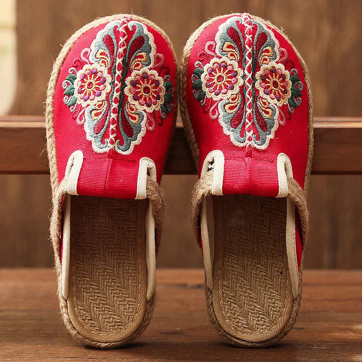 Kathy™ – Cotton Sandals with Floral Print