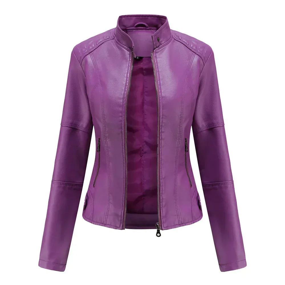Diletta™ - Minimalist Smooth Leather Jacket