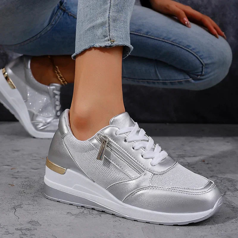 Nicole™ - Metallic Zip Sneakers