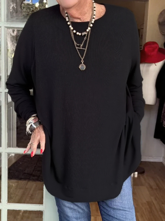 Priya™ - Button-Back Crew Neck Top