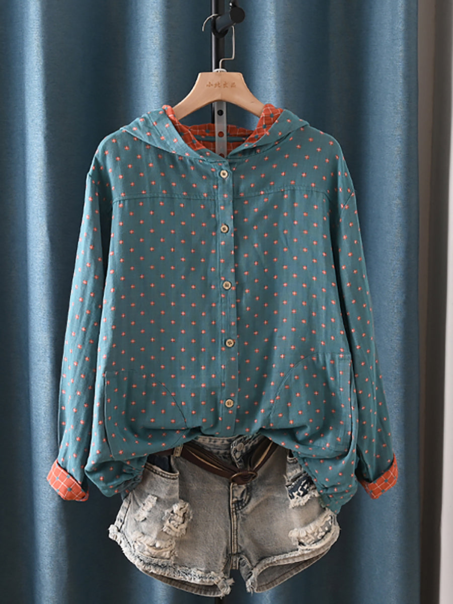 Briana™ - Vintage Plaid Hooded Shirt