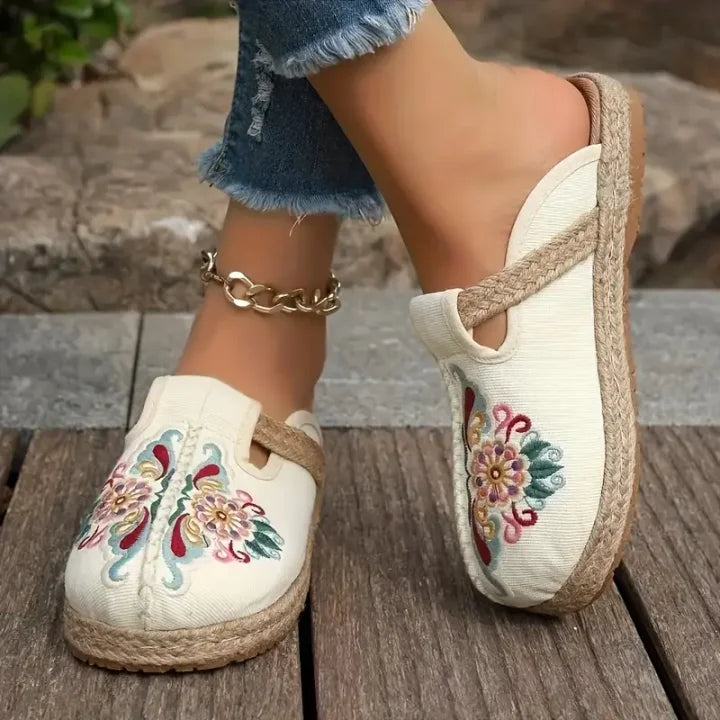 Kathy™ – Cotton Sandals with Floral Print