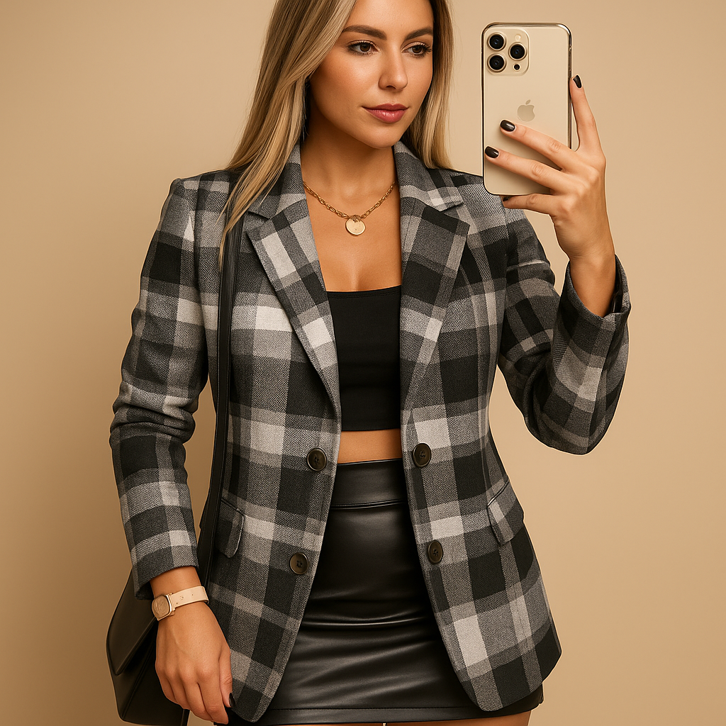 Elvira™ - Plaid Long Blazer