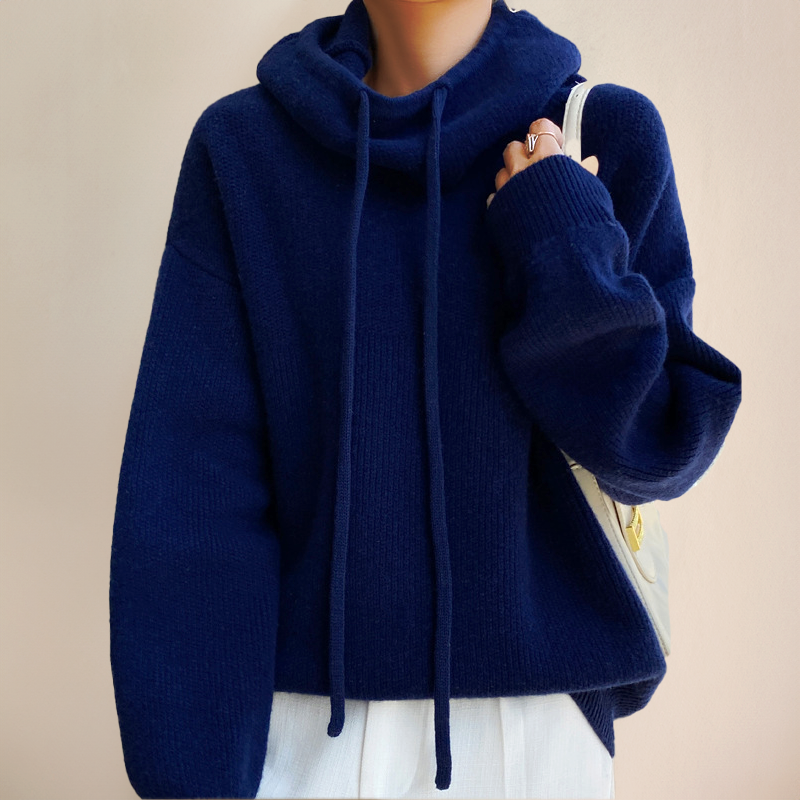 Lia™ Elegant High-Neck Knitted Hoodie