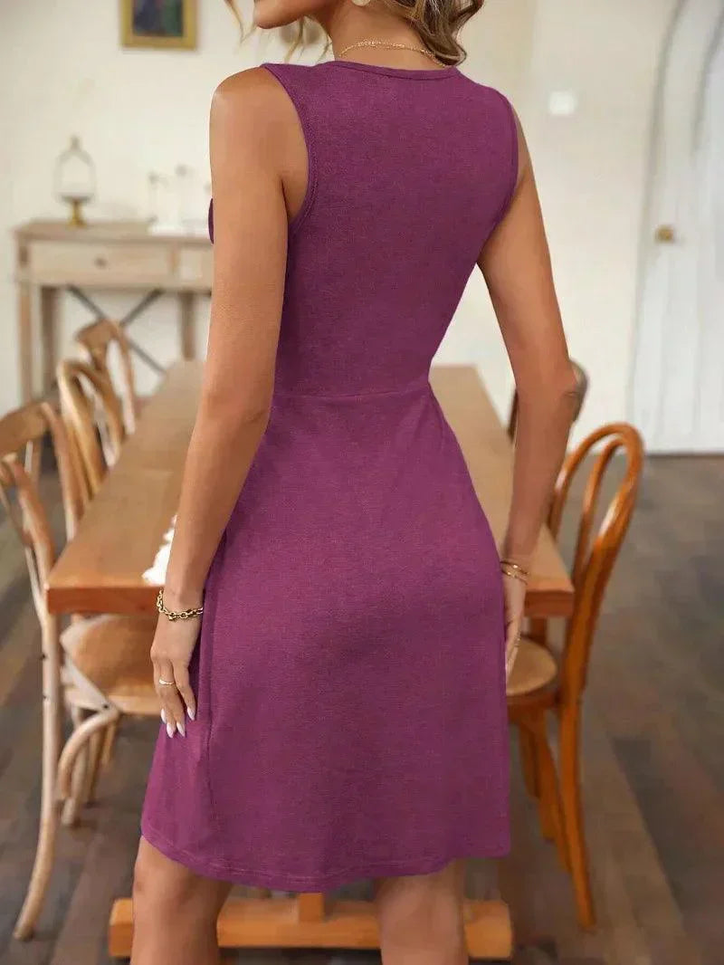 Sofie™ – Solid Colour V-Neck Dress