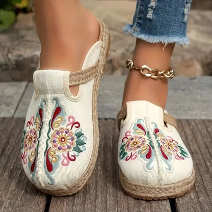 Kathy™ – Cotton Sandals with Floral Print