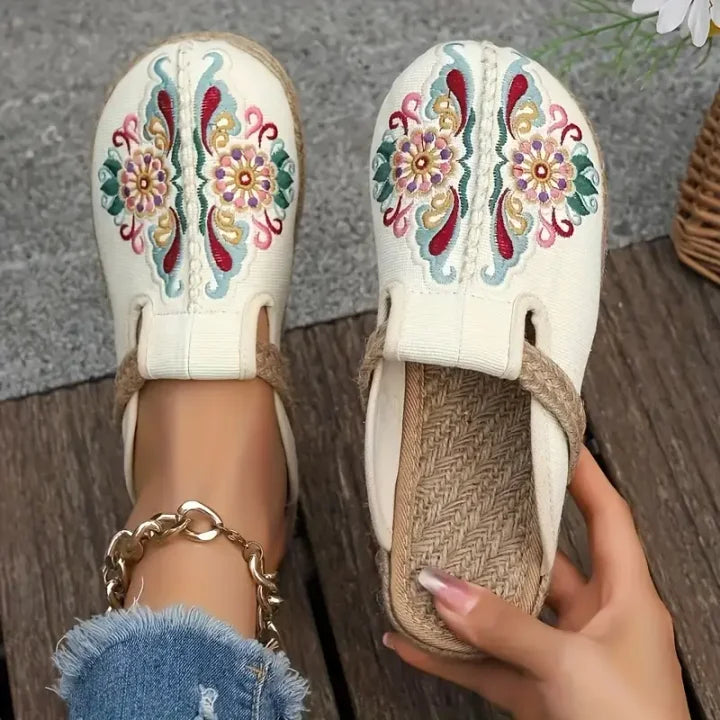 Kathy™ – Cotton Sandals with Floral Print
