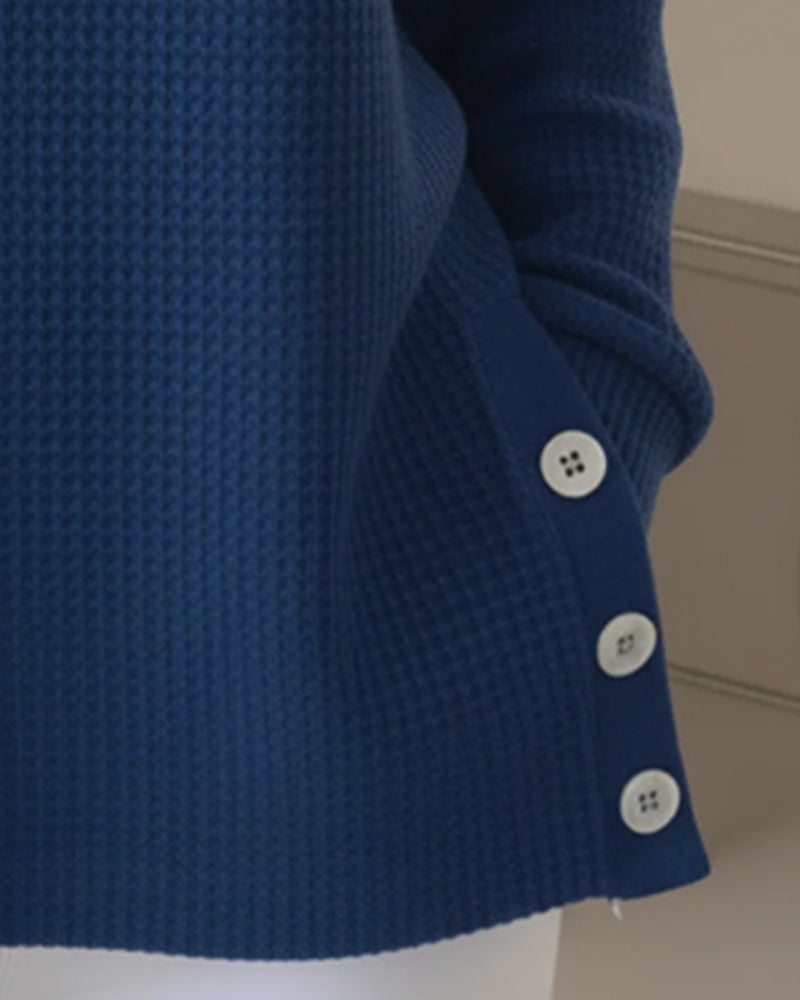 Elaina™ - Waffle Polo Sweatshirt