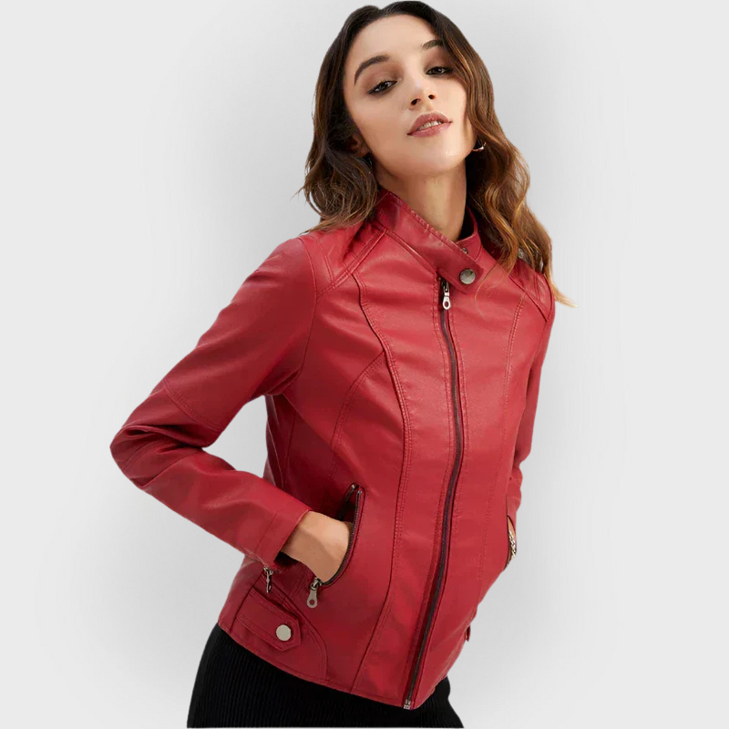 Diletta™ - Minimalist Smooth Leather Jacket