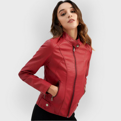 Diletta™ - Minimalist Smooth Leather Jacket