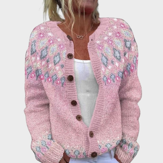 Daniela™ - Cozy Floral Knit Cardigan