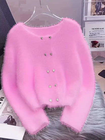 Fuzzy Heart Cardigan | Together against Breast Cancer