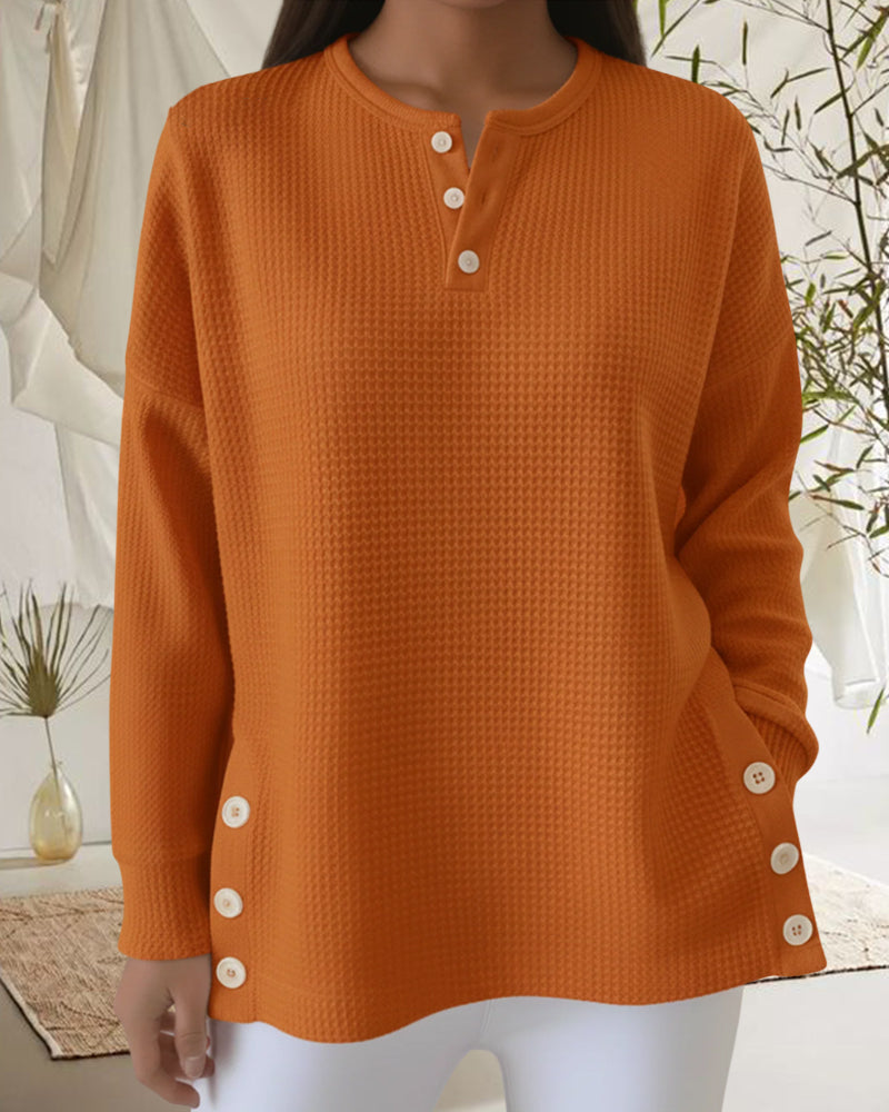 Alina™ - Casual Waffle Sweater