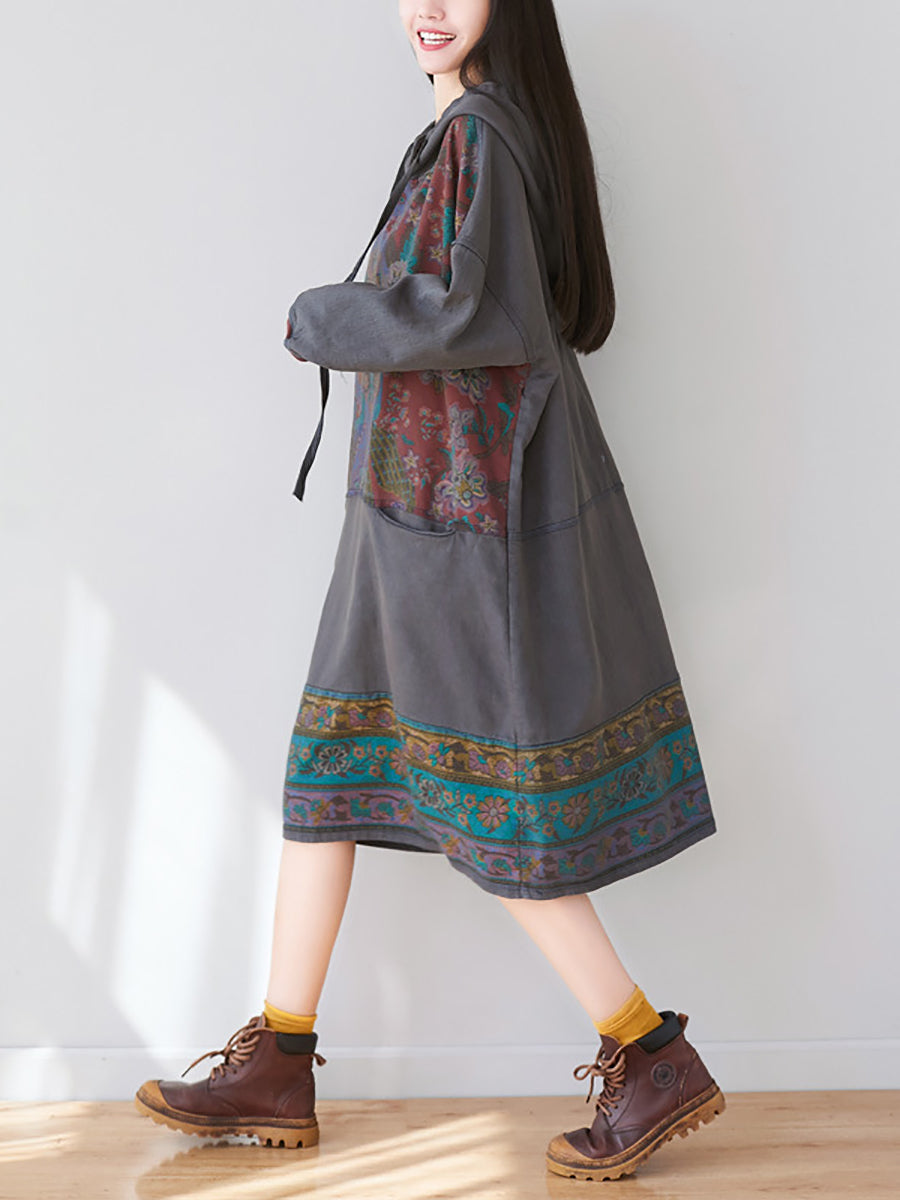 Debra™ - Spliced Long Hooded Dress