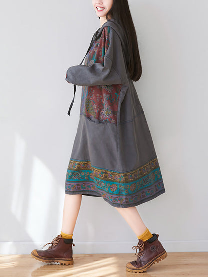 Debra™ - Spliced Long Hooded Dress