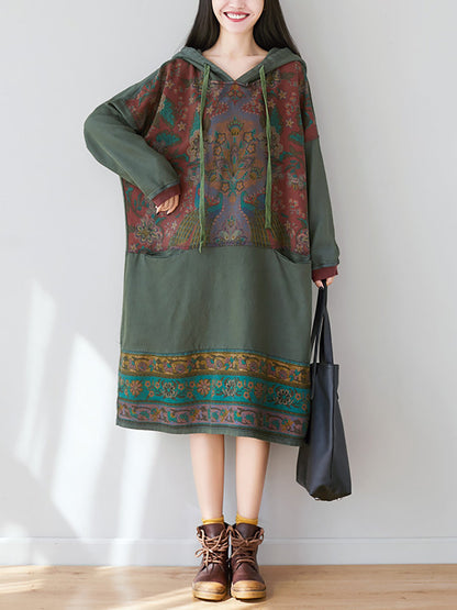 Debra™ - Spliced Long Hooded Dress