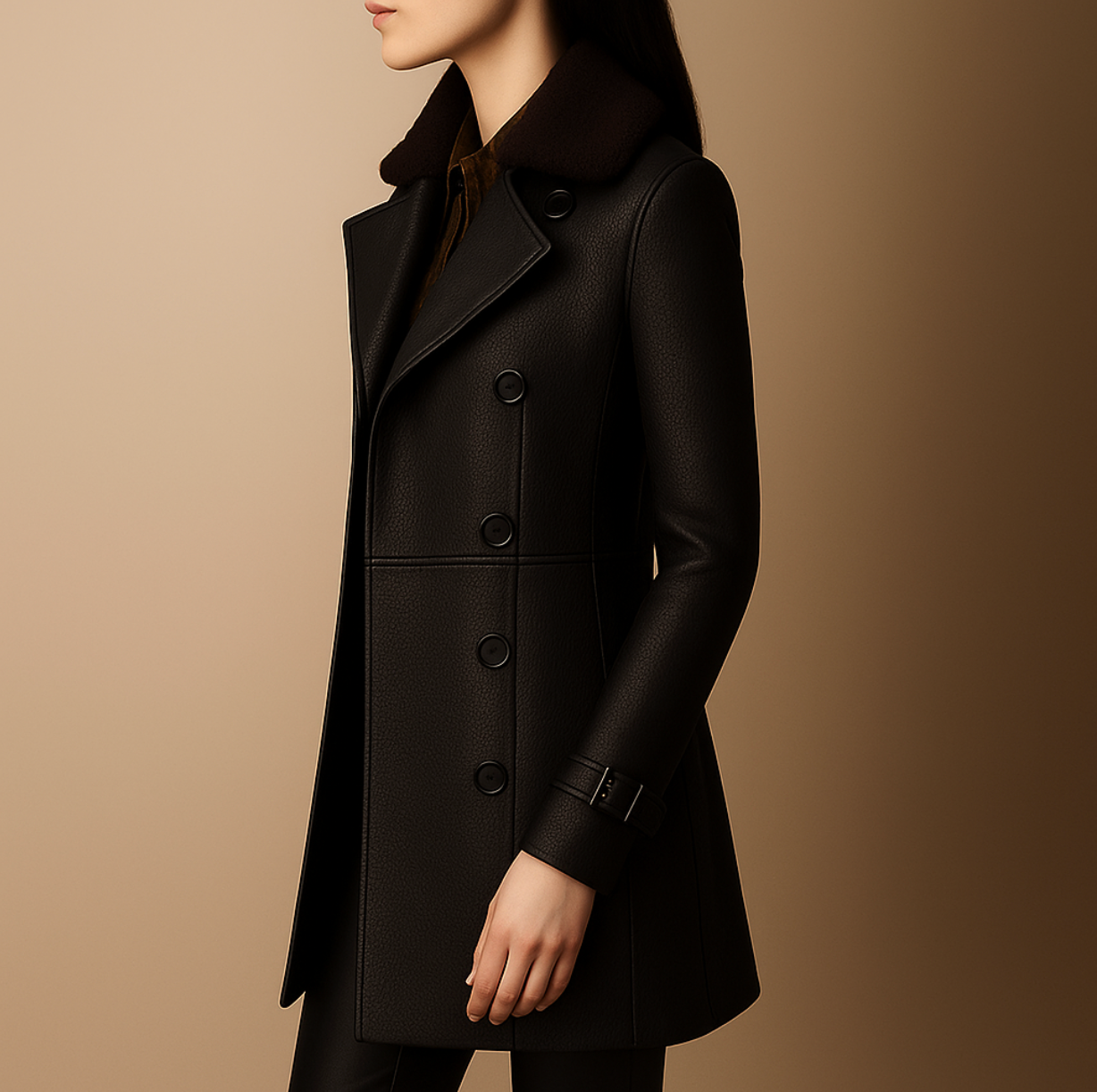 Maya™ - Elegant Leather Coat