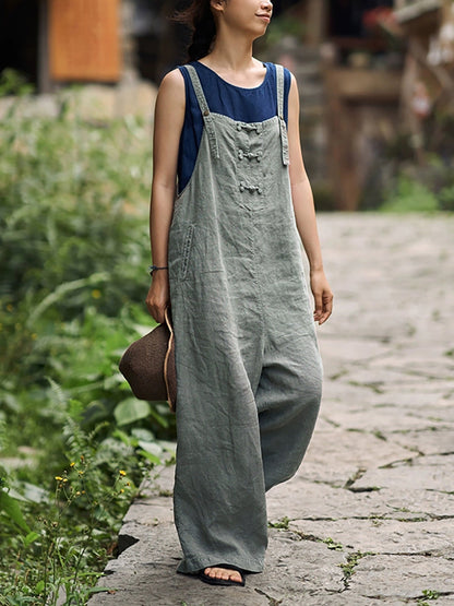 Cindy™ - Retro Solid Color Jumpsuit