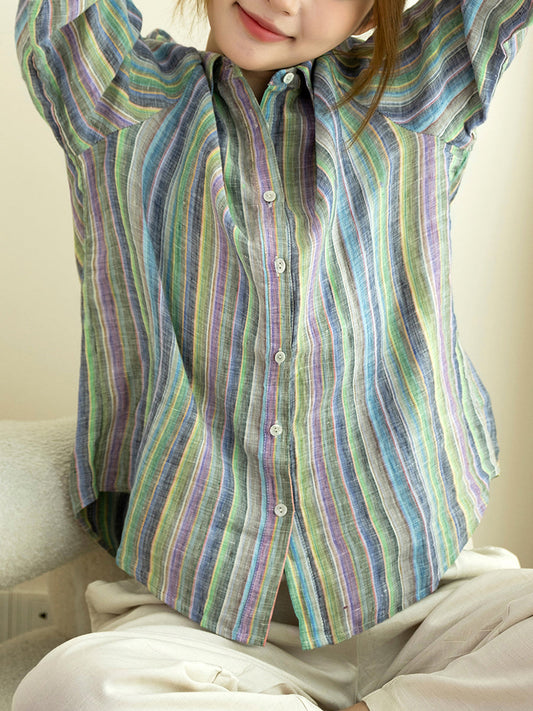 Brynna™ - Vintage Striped Linen Shirt