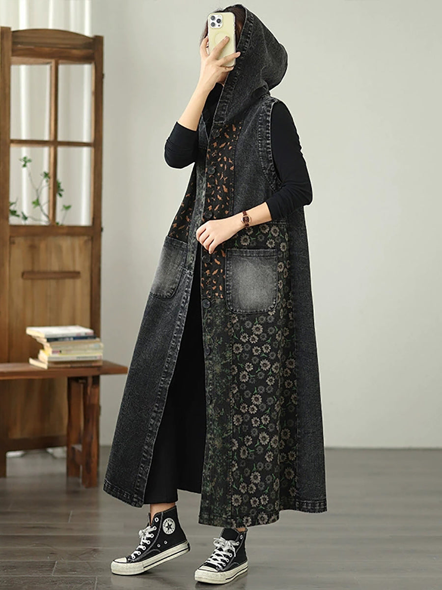 Diona™ - Vintage Denim Hooded Coat