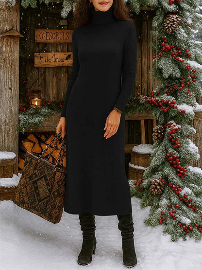 Lacie™ - Turtleneck Knit Long Dress