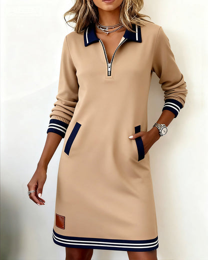 Eran™ - Long Sleeve Zipper Dress