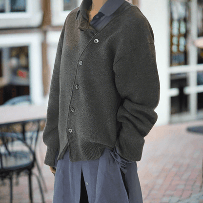 Cathy™ Asymmetric Button-up Knit Sweater