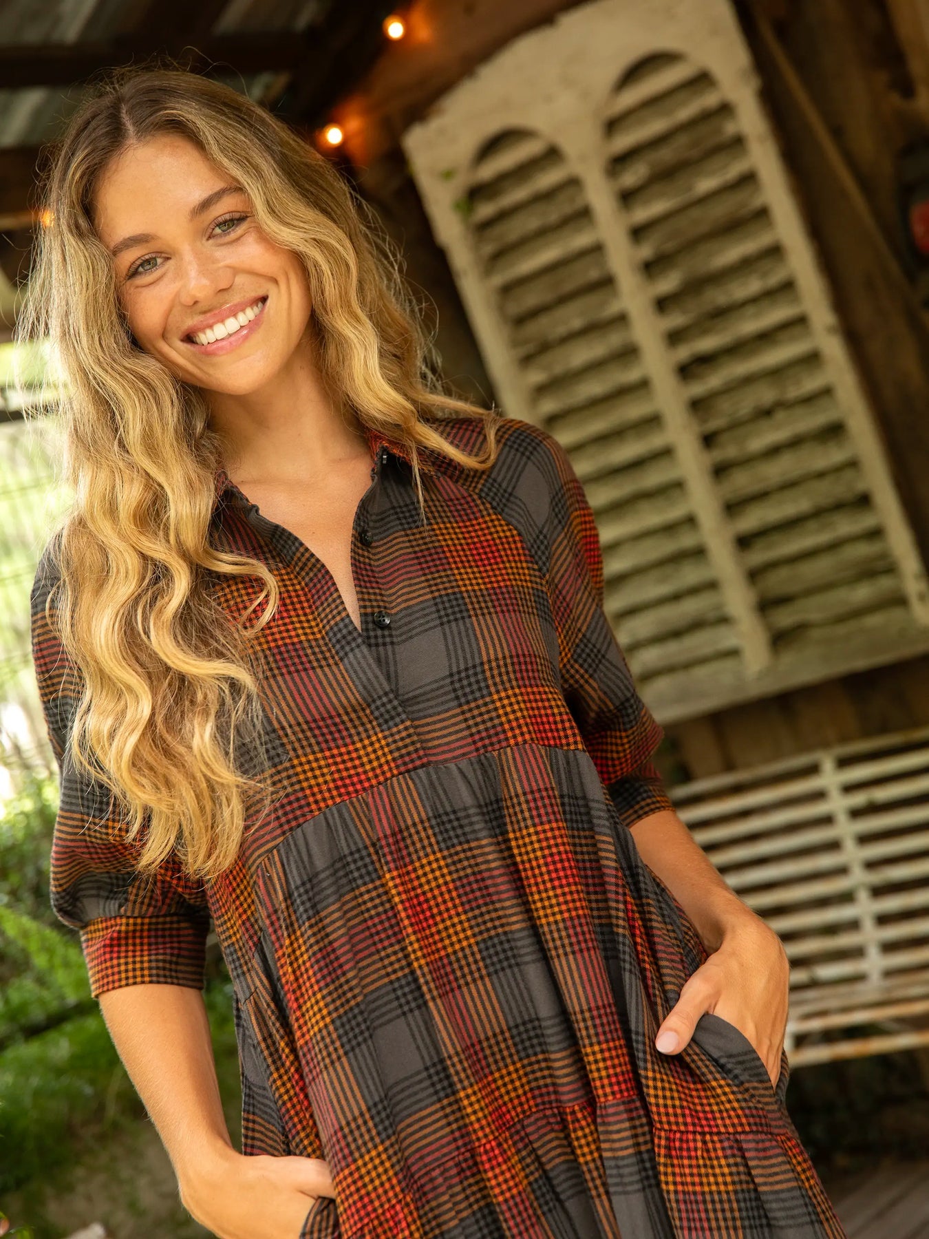 Posie™ - Comfortable Plaid Midi Dress