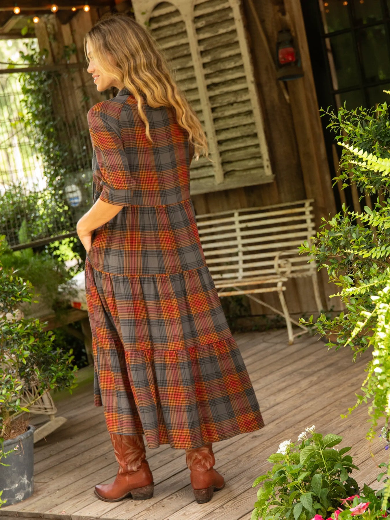 Posie™ - Comfortable Plaid Midi Dress