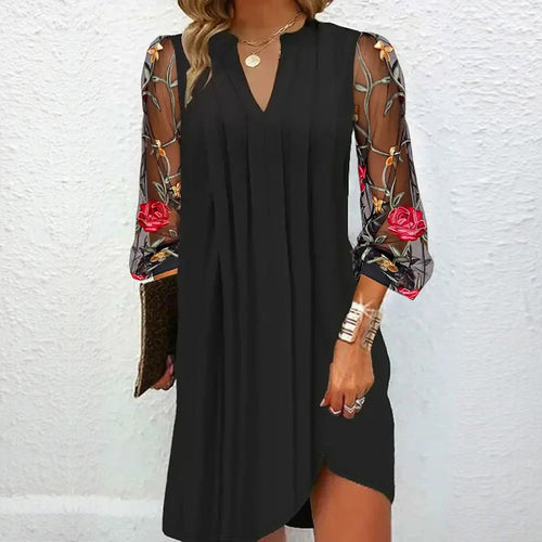 Antonia™ – V-neck mini dress with sheer sleeves