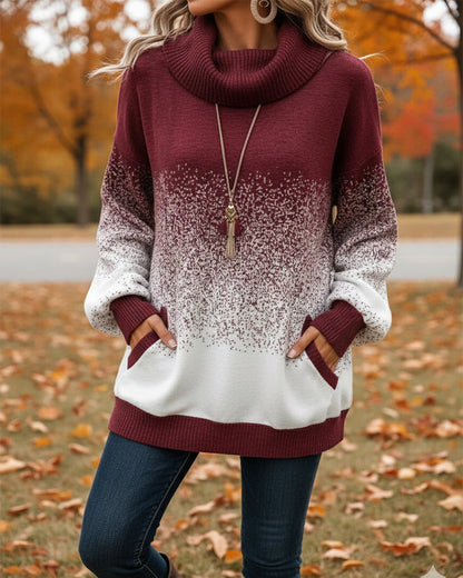 Yulie™ - Gradient Cowl Neck Sweater