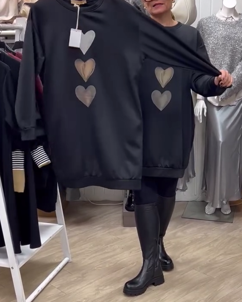 Lina™ - Casual Heart Print Dress