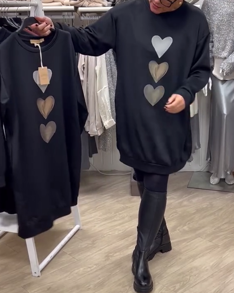 Lina™ - Casual Heart Print Dress