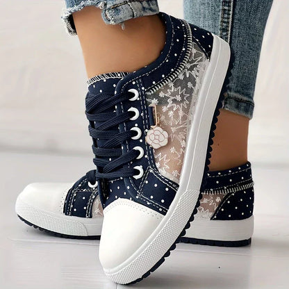 Lara™ - Sneakers with Floral Pattern and Mesh