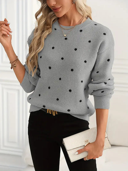 Liora™ - Polka Dot Crew Neck Sweater