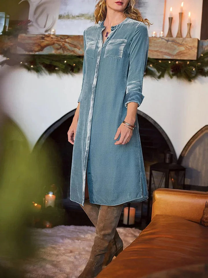 Kolle™ - Velvet V-Neck Long Dress
