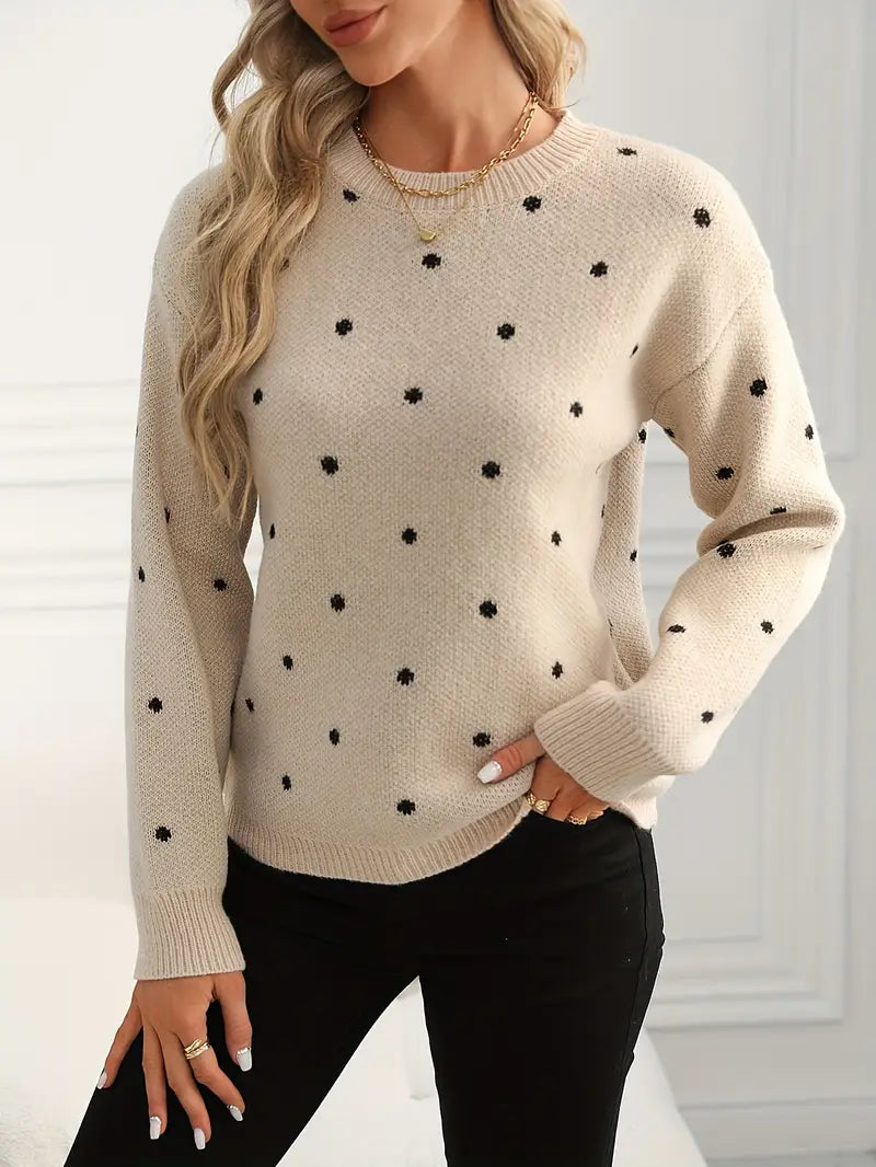 Liora™ - Polka Dot Crew Neck Sweater