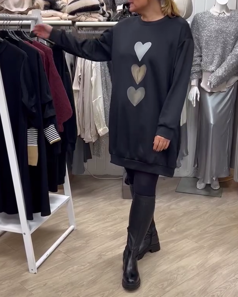 Lina™ - Casual Heart Print Dress