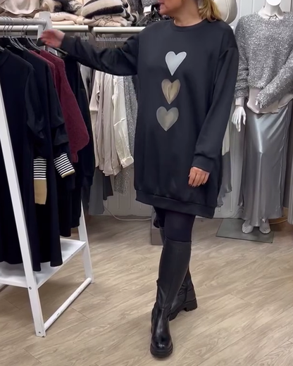 Lina™ - Casual Heart Print Dress