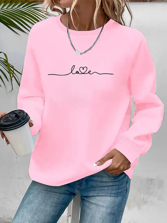 Casual Love Printed Sweatshirt | Together Against Breast Cancer