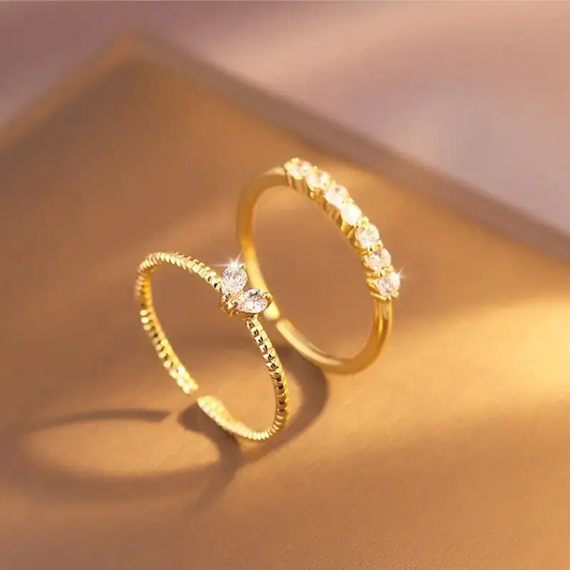 Fine Heart-Shaped Ring Set | Together Against Breast Cancer