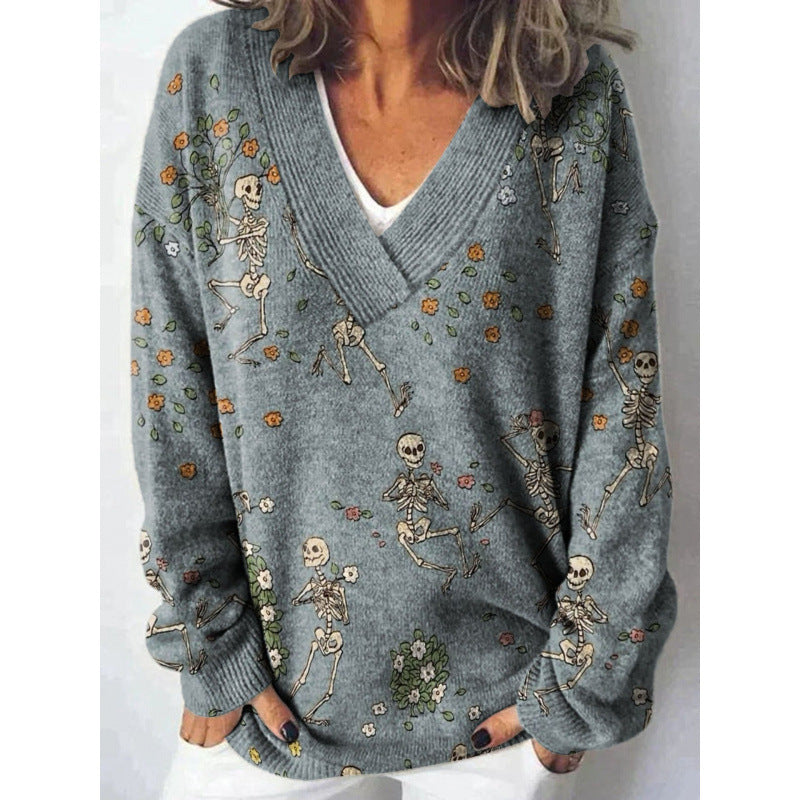 Felise™ - Printed V-neck Warm Sweater