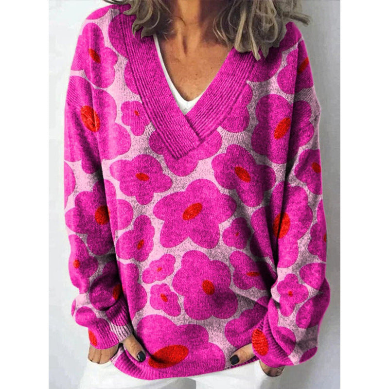 Felise™ - Printed V-neck Warm Sweater