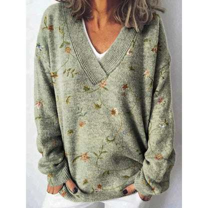 Felise™ - Printed V-neck Warm Sweater