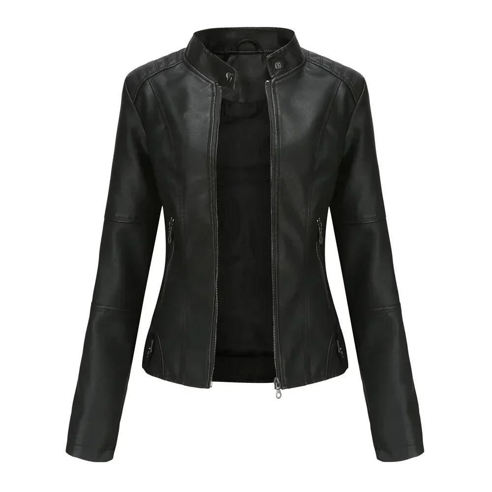 Diletta™ - Minimalist Smooth Leather Jacket