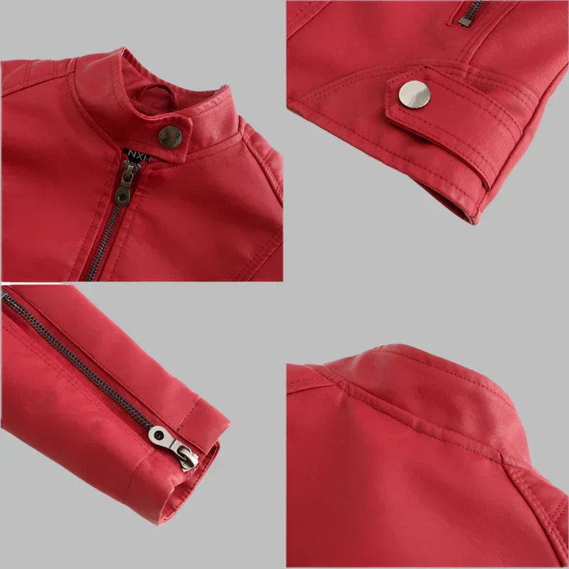 Diletta™ - Minimalist Smooth Leather Jacket